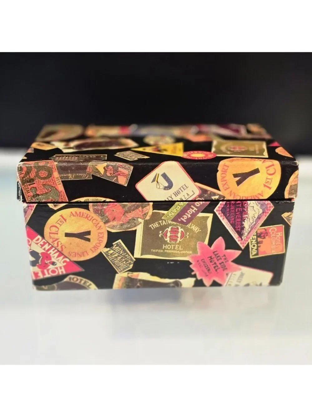 Decorative Storage Box Vintage Collage Of Luggage Labels #2
